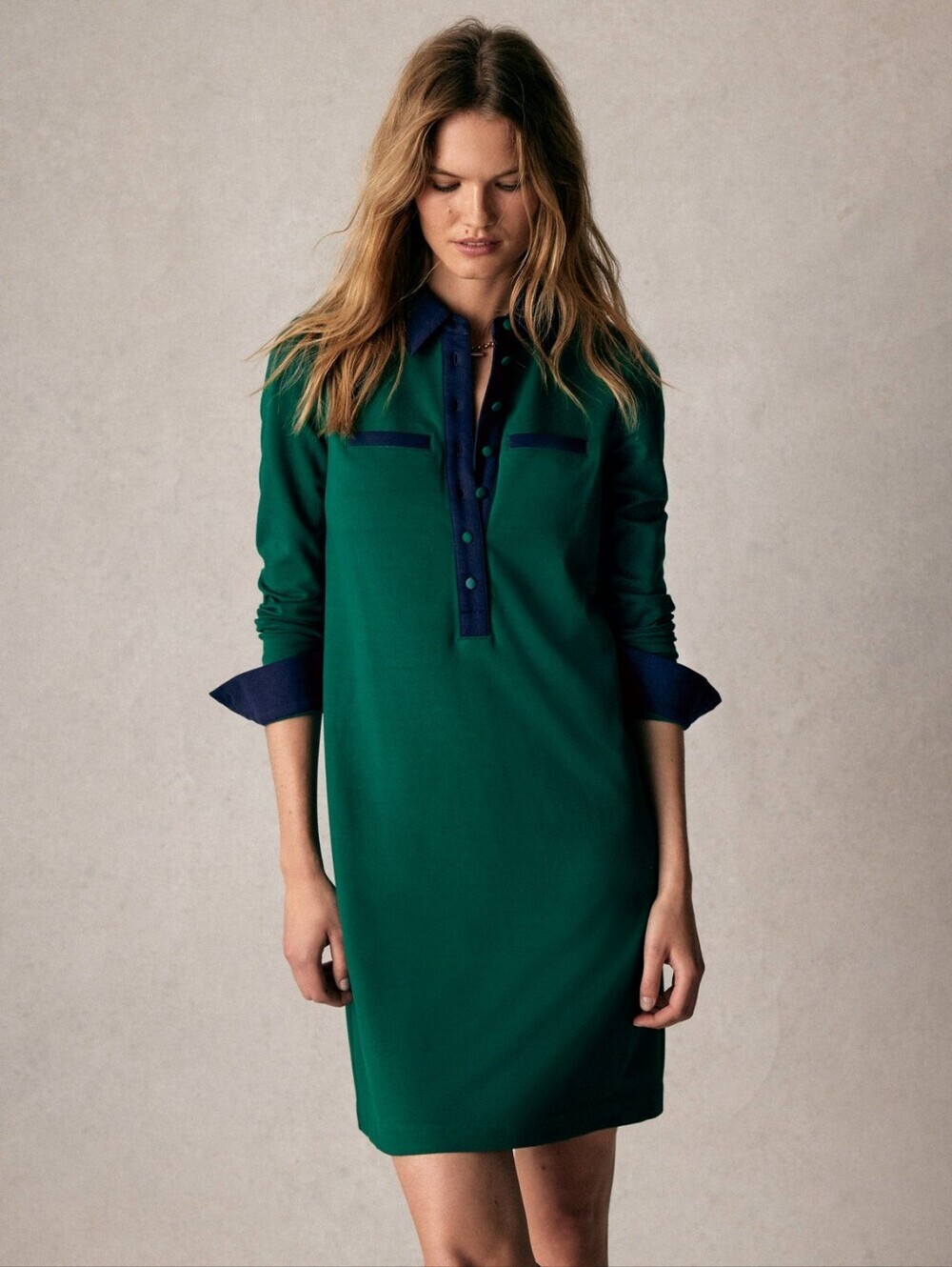 NWT Boden Georgina Ponte T-Shirt Mini Dress Green Blue Sz 8 Casual Boho Feminine - Picture 3 of 14